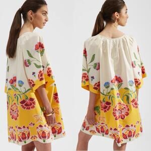 La DoubleJ Flirty Mini Dress folk print Sz Small boho chic Hawaiian resort wear